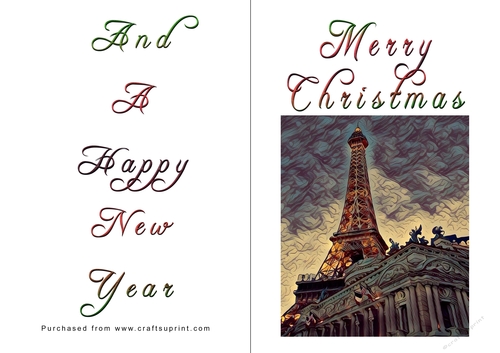 No Cut Just Print Christmas Cards - Paris