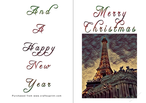 No Cut Just Print Christmas Cards - Paris
