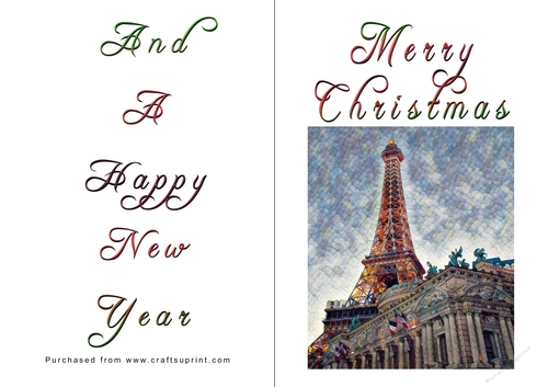 No Cut Just Print Christmas Cards - Paris
