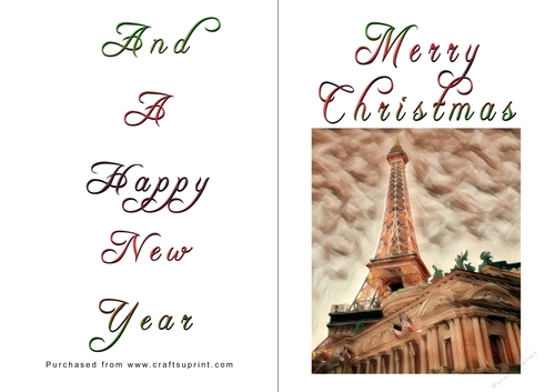 No Cut Just Print Christmas Cards - Paris