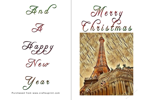 No Cut Just Print Christmas Cards - Paris