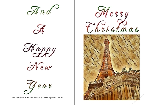 No Cut Just Print Christmas Cards - Paris