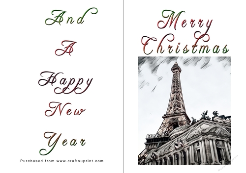No Cut Just Print Christmas Cards - Paris