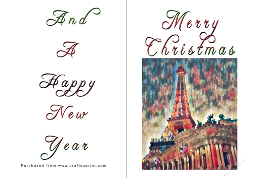 No Cut Just Print Christmas Cards - Paris