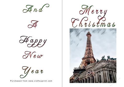 No Cut Just Print Christmas Cards - Paris