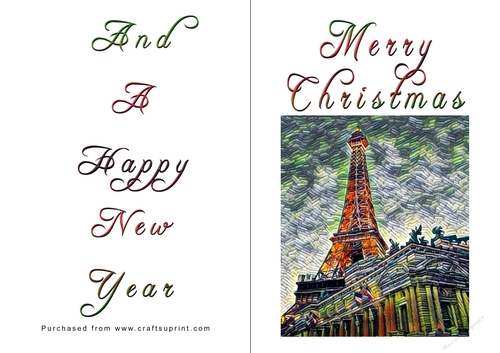 No Cut Just Print Christmas Cards - Paris