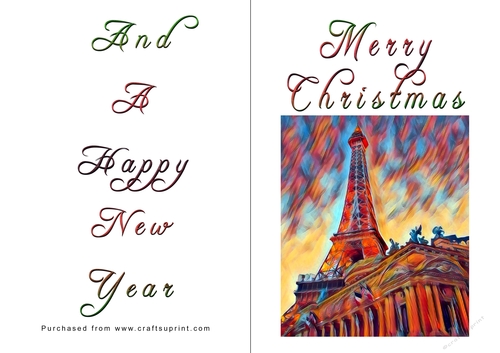 No Cut Just Print Christmas Cards - Paris