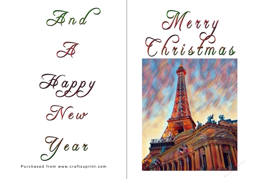 No Cut Just Print Christmas Cards - Paris