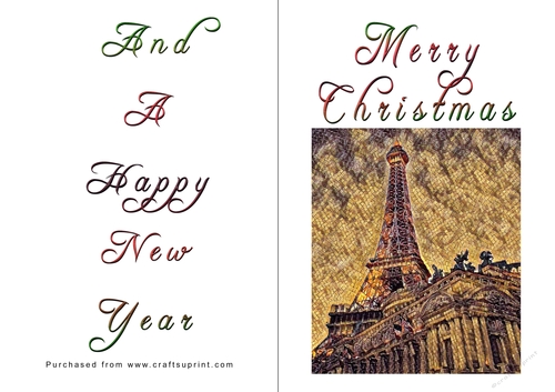 No Cut Just Print Christmas Cards - Paris