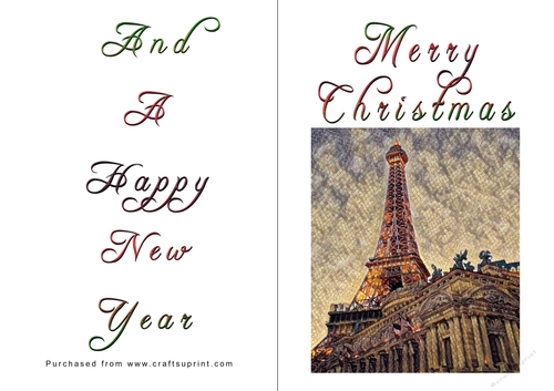 No Cut Just Print Christmas Cards - Paris