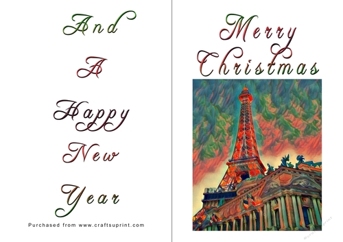 No Cut Just Print Christmas Cards - Paris