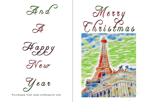 No Cut Just Print Christmas Cards - Paris
