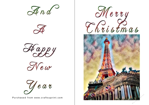 No Cut Just Print Christmas Cards - Paris