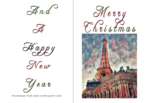 No Cut Just Print Christmas Cards - Paris