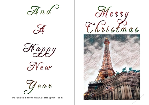 No Cut Just Print Christmas Cards - Paris