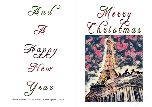 No Cut Just Print Christmas Cards - Paris