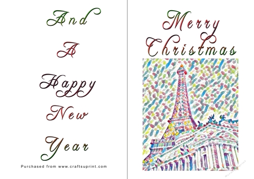 No Cut Just Print Christmas Cards - Paris