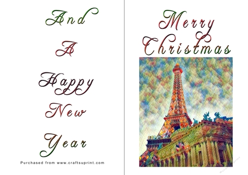 No Cut Just Print Christmas Cards - Paris