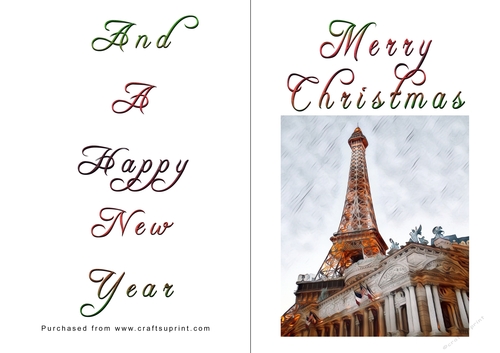 No Cut Just Print Christmas Cards - Paris