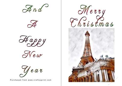 No Cut Just Print Christmas Cards - Paris