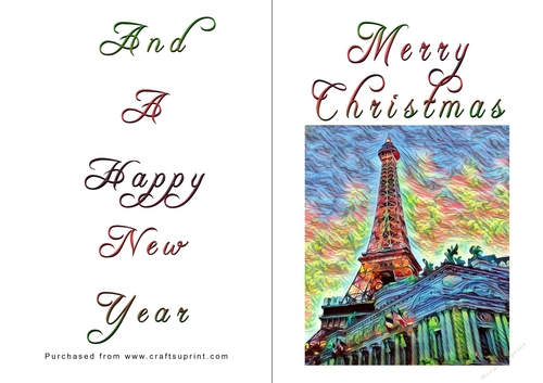 No Cut Just Print Christmas Cards - Paris