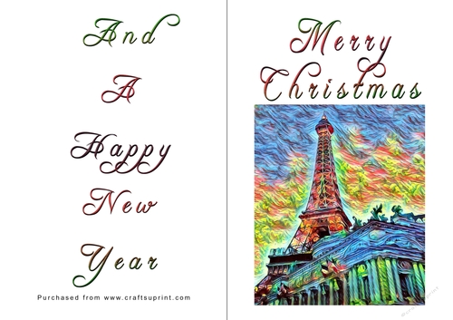 No Cut Just Print Christmas Cards - Paris