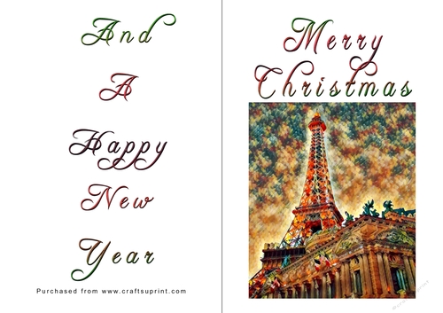 No Cut Just Print Christmas Cards - Paris