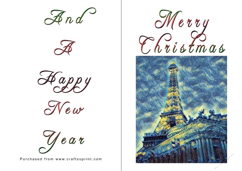 No Cut Just Print Christmas Cards - Paris