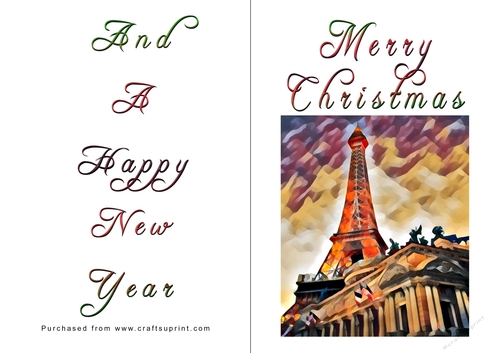 No Cut Just Print Christmas Cards - Paris