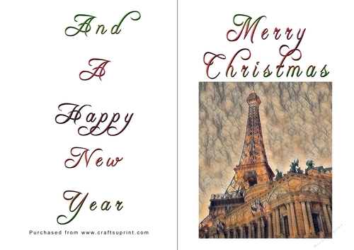 No Cut Just Print Christmas Cards - Paris