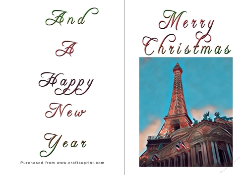 No Cut Just Print Christmas Cards - Paris
