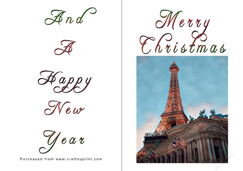 No Cut Just Print Christmas Cards - Paris