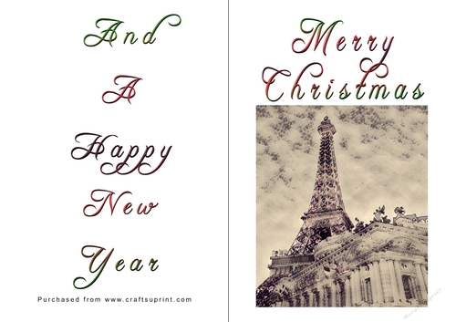 No Cut Just Print Christmas Cards - Paris