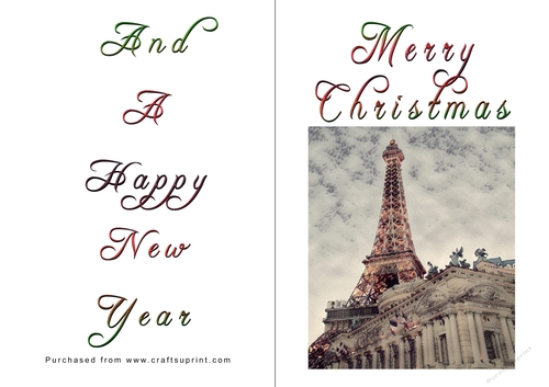 No Cut Just Print Christmas Cards - Paris