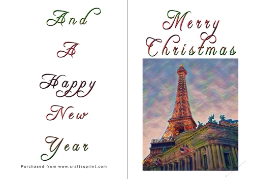 No Cut Just Print Christmas Cards - Paris