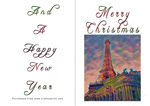 No Cut Just Print Christmas Cards - Paris