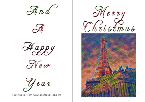 No Cut Just Print Christmas Cards - Paris