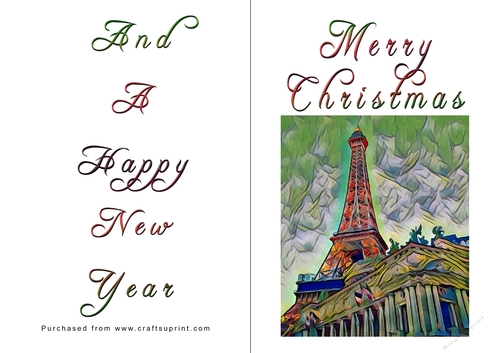 No Cut Just Print Christmas Cards - Paris