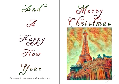 No Cut Just Print Christmas Cards - Paris