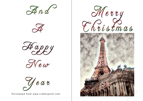 No Cut Just Print Christmas Cards - Paris