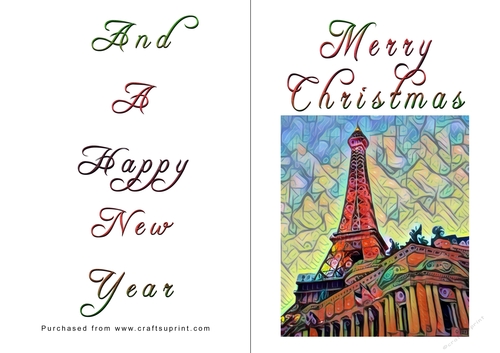 No Cut Just Print Christmas Cards - Paris