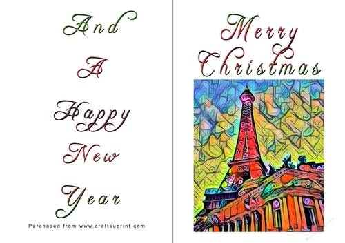 No Cut Just Print Christmas Cards - Paris