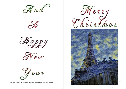 No Cut Just Print Christmas Cards - Paris
