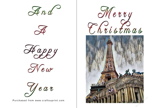 No Cut Just Print Christmas Cards - Paris