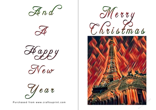 No Cut Just Print Christmas Cards - Paris