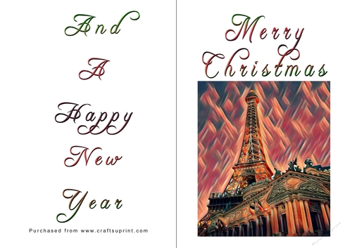 No Cut Just Print Christmas Cards - Paris