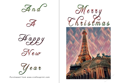 No Cut Just Print Christmas Cards - Paris