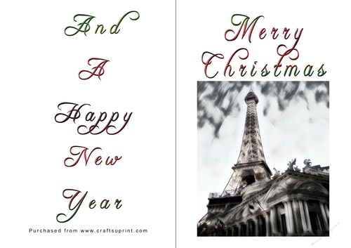 No Cut Just Print Christmas Cards - Paris