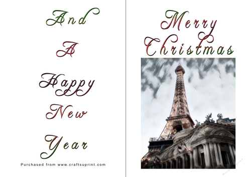 No Cut Just Print Christmas Cards - Paris