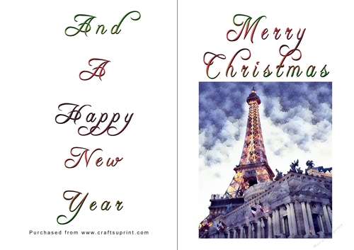 No Cut Just Print Christmas Cards - Paris